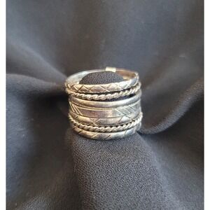 Vintage Sterling Silver Stacked Ring Band‎ Multi Layer Design Twisted Size 5.75